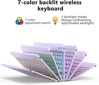 Bluetooth Keyboard Rechargeable Wireless QWERTY Portable for iPad/iPhone â Light Purple