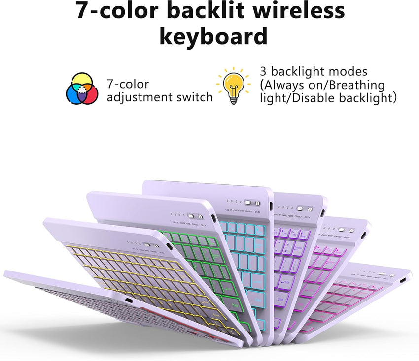 Bluetooth Keyboard Rechargeable Wireless QWERTY Portable for iPad/iPhone â Light Purple