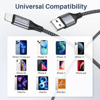 RAVIAD iPhone Charger Cable 4ft/1.2m [MFi Certified] Lightning Cable Nylon Braided Charger Lead Fast Charging Compatible with iPhone 14 13 12 11 Pro Max Xs X XR 8 7 6s 6 SE 5 5s 5c - Gray