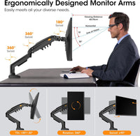 KOORUI Single Monitor Arm Desk Mount for 17-32 inch Screen, Vertical, Swivel, Adjustable Gas Spring Monitor Stand with C-clamp/Grommet Mounting Base, VESA 75/100mm,Increased Load Capacity from 2-9kg.