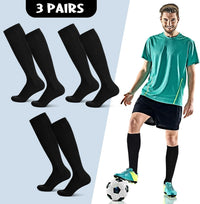 FRIUSATE 3 Pairs Football Socks for Men, Black Soccer Socks Long Sports Socks for Adult Rugby Hockey Running Gym Workouts (38-44)