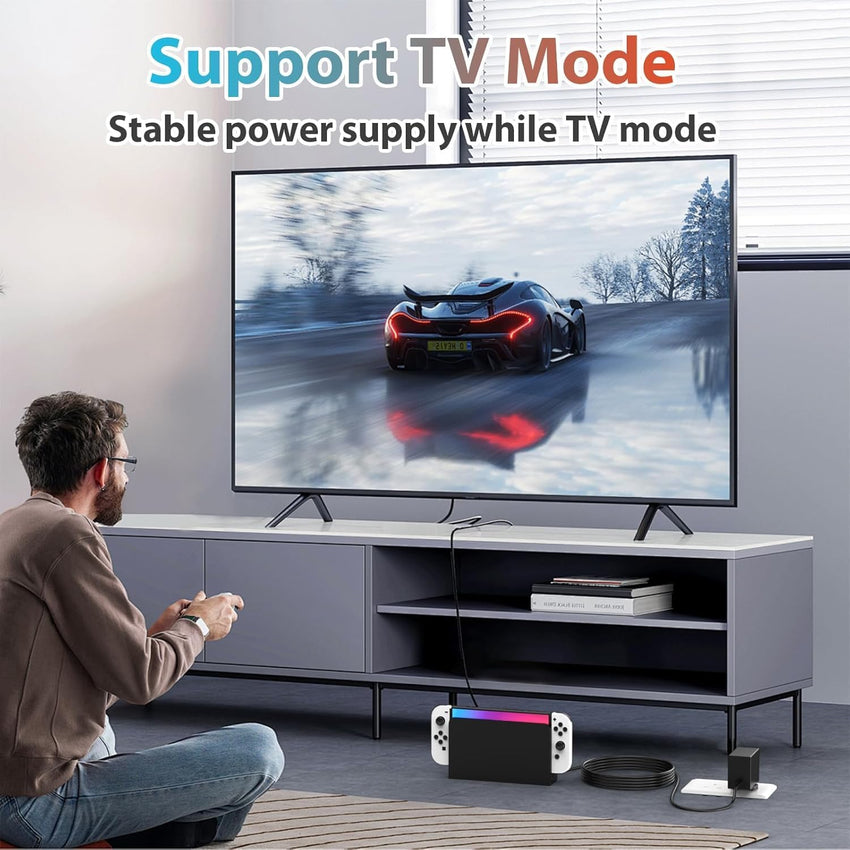 45W Charger for Nintendo Switch, USB C Charger for Switch with 5FT Charging Cable,15V 3A Fast Charging Adapter Compatible with Nintendo Switch/Switch Lite/Switch OLED/Switch Dock,Support TV Mode