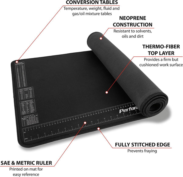 Performance Tool Neoprene Work Mat Chemical Resistant with Ruler â 16 x 35.75in