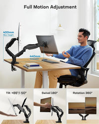 HUANUO Dual Monitor Stand for 13 to 30 Inch Screens, Dual Monitor Arm Desk Mount for Curved Flat Screens, Double Monitor Arm Support VESA 75/100 mm