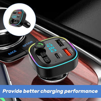 Car Bluetooth Transmitter,5.3 FM Bluetooth Car Adapter,PD 20W & QC 3.0 Fast Charging,FM Bluetooth Transmitter Car Dual Usb+1 Type-C,Hands Free Calling FM Transmitter Bluetooth Car,Supports USB/TF/SD