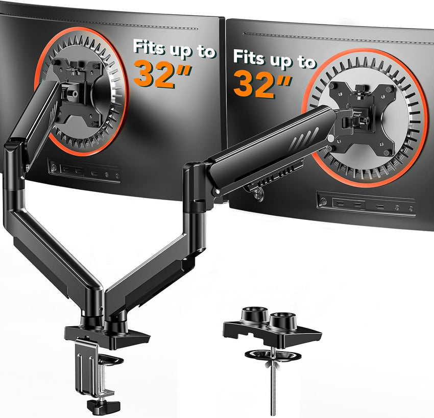 ErGear Dual Monitor Arm, Full Adjustable Monitor Mount for 13â32â³ Screens, Fast Install Computer Monitor Stand with Tool-Free VESA Mount, Max Load 19.8 lbs, Max VESA 100x100mm
