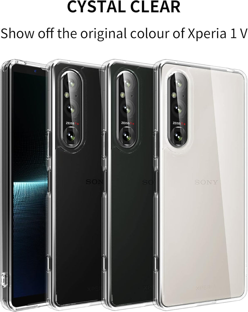 Foluu Case for Sony Xperia 1 V 2023, Hard PC Back & Soft TPU Bumper Protective Shockproof Scratch Resistant Case for Sony Xperia 1 V 2023 Clear