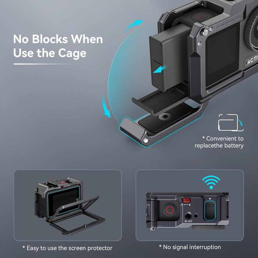 SMALLRIG Action 3/4 Camera Cage with Cold Shoe and 1/4"-20 Threaded Holes Aluminium