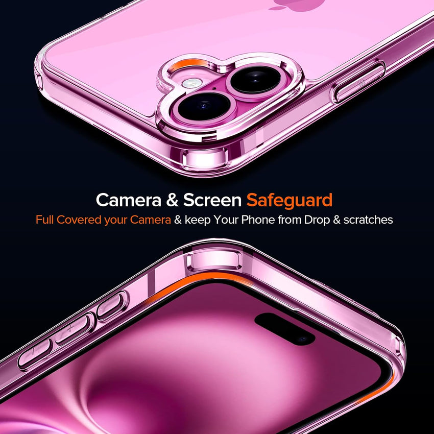 ivoler 3 in 1 Camera Cover for iPhone 16 6.1-Inch Case, 2 Pack Tempered Glass Screen Protector, Slim Soft TPU Shockproof Anti-Scratch Silicone - Clear
