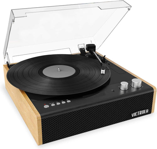 Victrola Eastwood 3-Speed Bluetooth Turntable with Built-in Speakers and Dust Cover;Upgraded Turntable Audio Sound;Black (VTA-72)