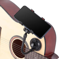 Agatige Guitar Phone Holder, 360 Degree Rotating Guitar Bass Head Phone Holder Smartphone Mount Clip 4/4 Violin Removable Suction Cup Panel for Acoustic Electric Guitar Music Recordings