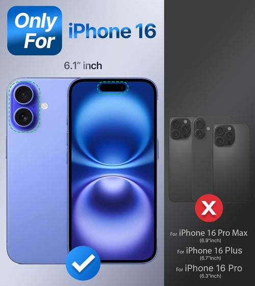 SHIELDS UP for iPhone 16 Case with Stand, Phone Case Clear with Double Ring HolderAdjustable & Fodable Shockproof Protective Cover for iPhone 16 6.1'' - Clear Black