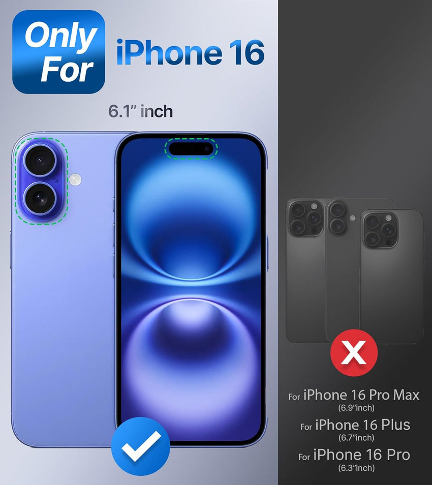 SHIELDS UP for iPhone 16 Case with Stand, Phone Case Clear with Double Ring HolderAdjustable & Fodable Shockproof Protective Cover for iPhone 16 6.1'' - Clear Black