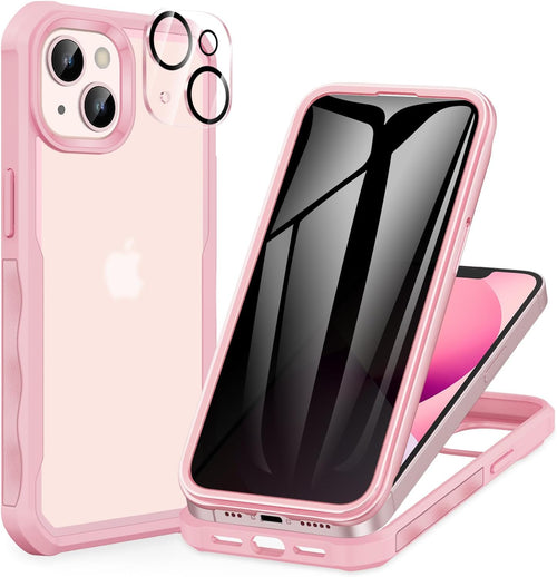 CENHUFO Compatible with iPhone 17 Pro Case Built-in Glass Screen Protector, Full Camera Protection, Fits for Magsafe, 360 Full Body Shockproof Bumper Phone Case for iPhone 17 Pro 6.3 Inch -Pink