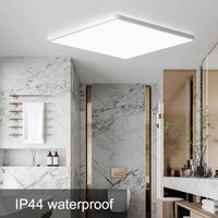 MLOQI Bathroom Lights Ceiling Square LED Ceiling Light Super Thin, 36W 5000K Daylight White IP44 Waterproof Lighting Fixture for Office Kitchen Hallway Living Room(White Edge)