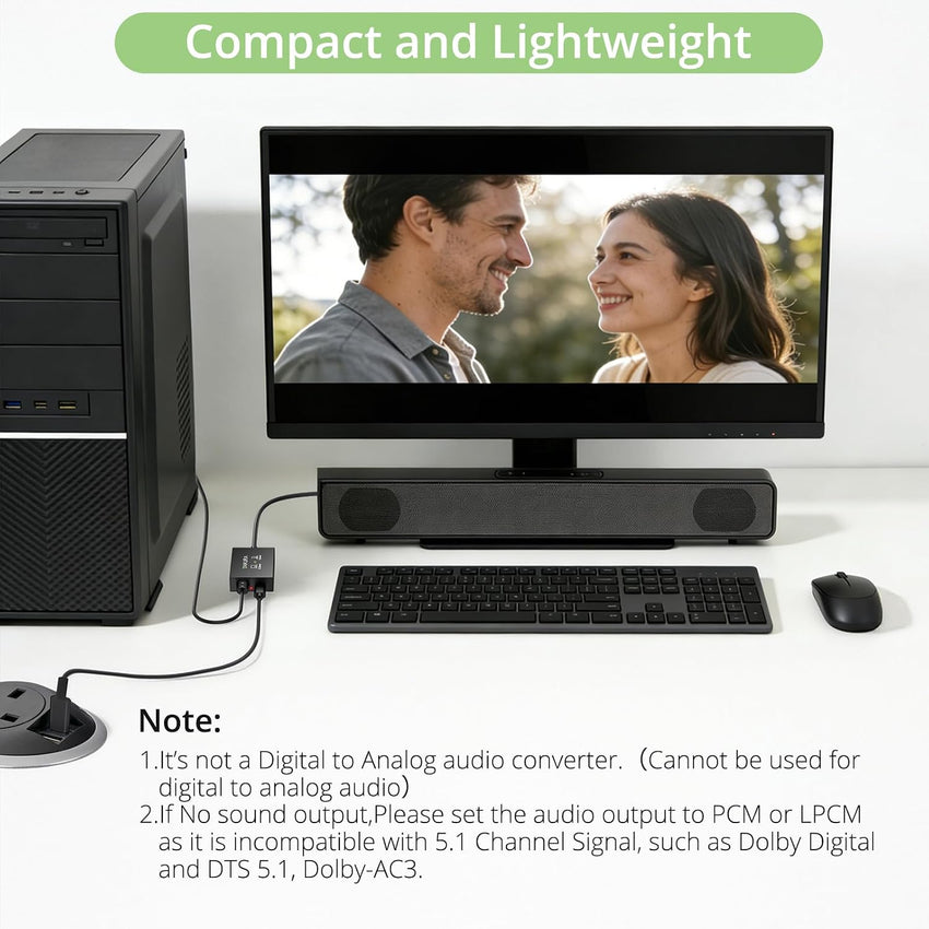 AD Converter Analog-to-Digital 192kHz 3.5mm to Optical SPDIF Toslink with Cables â with Cables