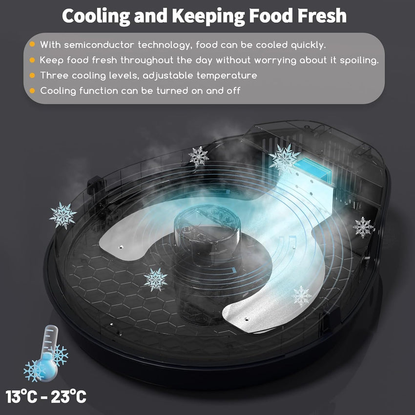Automatic Cat Feeder with Cooling & Timer Wet Food Dispenser Washable Plates White