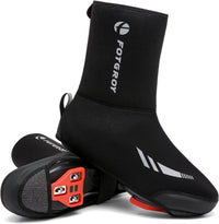 Cycling Shoe Covers Winter Thermal Warm Waterproof Overshoes for Mens Womens Road Bike MTB Booties Black M