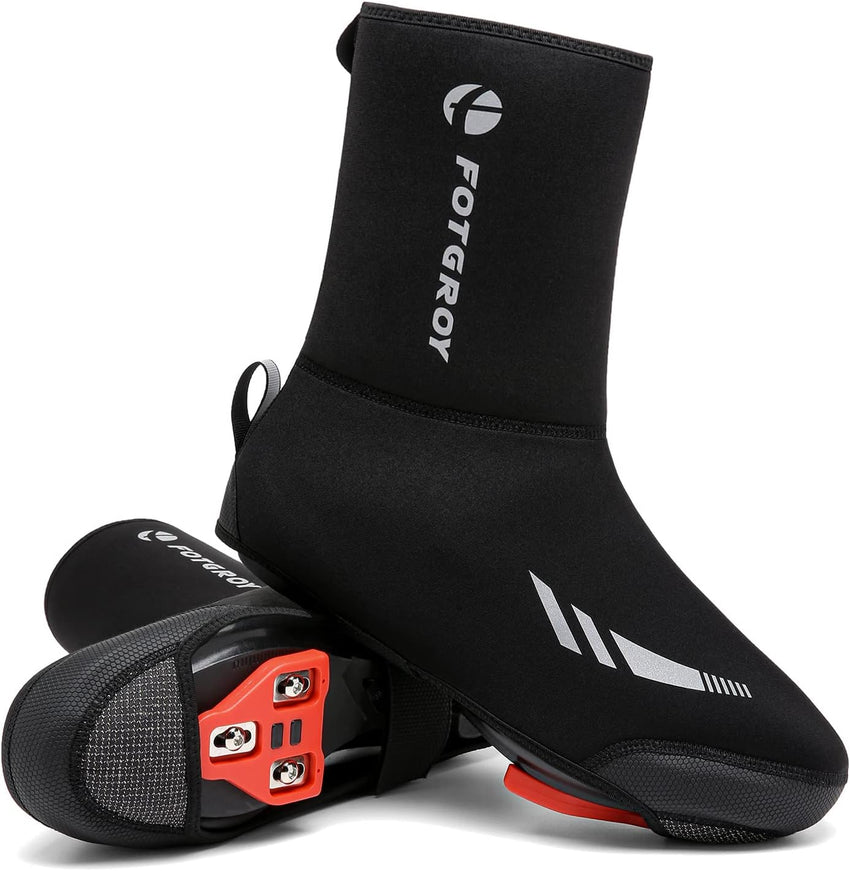 Cycling Shoe Covers Winter Thermal Warm Waterproof Overshoes for Mens Womens Road Bike MTB Booties Black M
