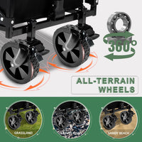Trolley on Wheels 100L All-Terrain Folding Wagon with Adjustable Handle â Black