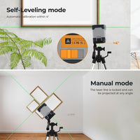 CIGMAN Green Laser Level, Self-leveling Cross Line Laser, 30M Working Distance (Up to 50M with Detector), Rechargeable Battery Built-in, Button Control Laser