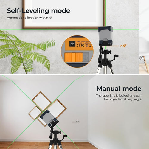 CIGMAN Green Laser Level, Self-leveling Cross Line Laser, 30M Working Distance (Up to 50M with Detector), Rechargeable Battery Built-in, Button Control Laser