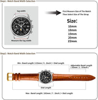 Spolife Leather Watch Straps for Men, Genuine Leather Watch Straps With Stainless Buckle,Quick Release Watch Strap, Replacement Watchbands 16mm 18mm 19mm 20mm 22mm(Watch Strap Pins,Watch Strap Tool)