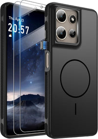Jshru for Google Pixel 9 Case,Pixel 9 Pro Case,with 2 Pack Screen Protector,Military Grade Shockproof Case with Slide Camera Cover,Ring Stand Phone Cover for Google Pixel 9 | Pixel 9 Pro,Black