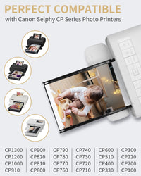Compatible for Canon Selphy CP1500 CP1300 CP1000 Ink and Paper Set, KP-108IN 108 Sheets Glossy Photo Paper 100 x 148mm + 3115B001(AA) 3 Color Ink Cartridge Cassette for Selphy CP1200 CP790 CP810 CP910