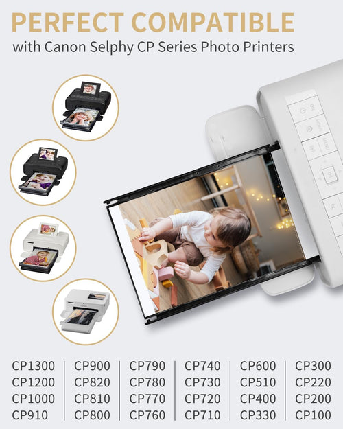 Compatible for Canon Selphy CP1500 CP1300 CP1000 Ink and Paper Set, KP-108IN 108 Sheets Glossy Photo Paper 100 x 148mm + 3115B001(AA) 3 Color Ink Cartridge Cassette for Selphy CP1200 CP790 CP810 CP910