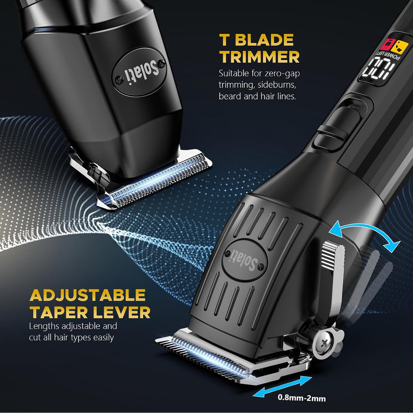 Professional Hair Clippers and Beard Trimmer for Men, Cordless Hair Trimmer Barber Clippers Hair Cutting Kit Rechargeable T-Blade Shaver Haircut Grooming Set with 10 Guide Combs Gifts for Men