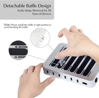 Charging Station 6-Port USB Dock with Cable & Status LEDs Silver