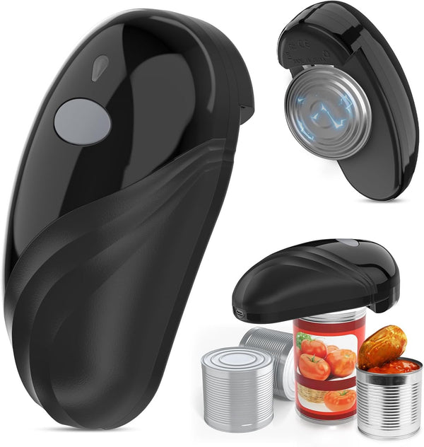 Electric Can Opener, Rechargeable and USB Cable Automatic Can Opener with One-Touch Operation,Safe for All Can Sizes Kitchen Gadget Can Openers for Seniors, Arthritis and Mum (Black)