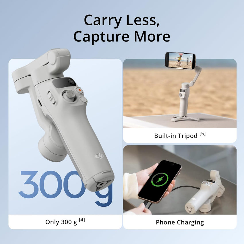 DJI Osmo Mobile 7 Gimbal Stabilizer for iPhone, Android, Built-in Tripod, Ultra-Light, Comfortable Grip, 3-Axis Phone Gimbal, ActiveTrack 7.0, ShotGuides, One-Tap Edit, 10hrs Use, Phone Charging