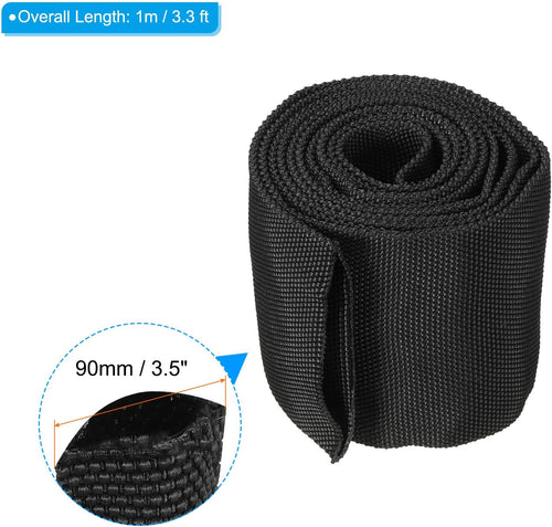 PATIKIL 2.2" Dia 3.3FT Nylon Protective Hose Sleeve, Cable Cover Sheath Protection for Welding Tig Torch Hydraulic Hose, Black