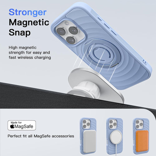 Mowei Compatible with Phone 16 Pro Case, Magnetic AntSlip Added Grip Military-Grade Drop Protection, AntFingerprint Phone Case for Phone 16 Pro 6.3-inch (2024)-Blue Linen