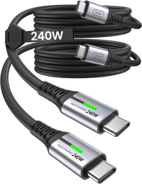INIU 240W USB C to USB C Charger Cable, [2-Pack 2m] PD Type C Charge Cable, Super Fast Charging USB C Cable for iPhone 17 16 15 Pro Max Plus, MacBook iPad Air, Samsung S25 S24 Ultra, Steam Deck etc.