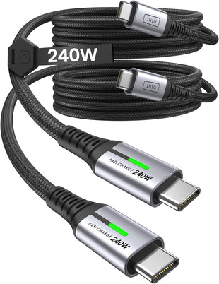 INIU 240W USB C to USB C Charger Cable, [2-Pack 2m] PD Type C Charge Cable, Super Fast Charging USB C Cable for iPhone 17 16 15 Pro Max Plus, MacBook iPad Air, Samsung S25 S24 Ultra, Steam Deck etc.