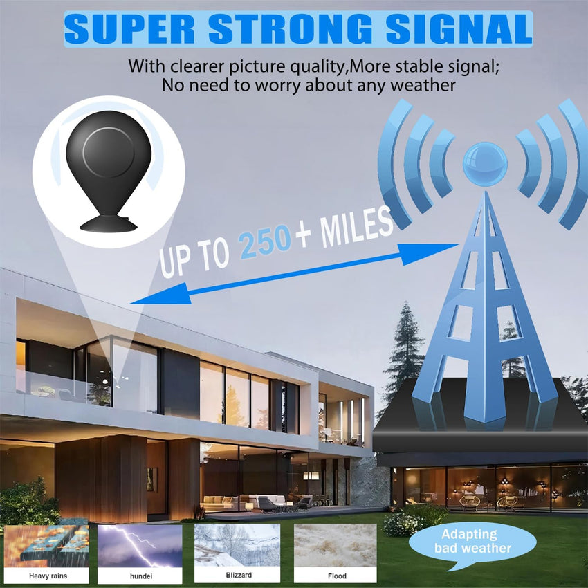 TV Aerial, Indoor TV Aerial 360^0 Reception High Gain Digital TV Antenna with Strong Signal Booster Support 4K 1080P Local TV Channels
