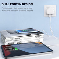 USB Plug UK Charger Adaptor - 2.1A 5V Dual Port Plug for iphone 16 15 14 13 12 11 XS Max XR X 8 7 6 6S Plus SE Galaxy Cell Phone 4 Pack 3pin Wall Power Adapter Mains Double Charging Socket