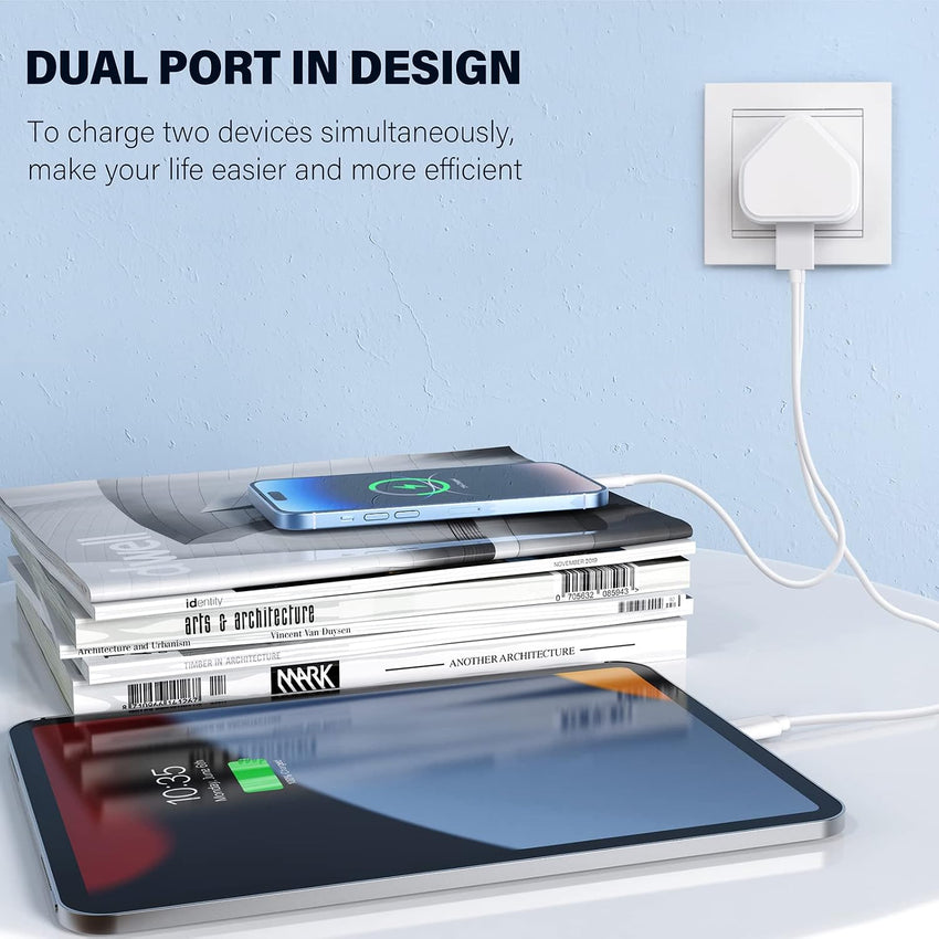 USB Plug UK Charger Adaptor - 2.1A 5V Dual Port Plug for iphone 16 15 14 13 12 11 XS Max XR X 8 7 6 6S Plus SE Galaxy Cell Phone 4 Pack 3pin Wall Power Adapter Mains Double Charging Socket