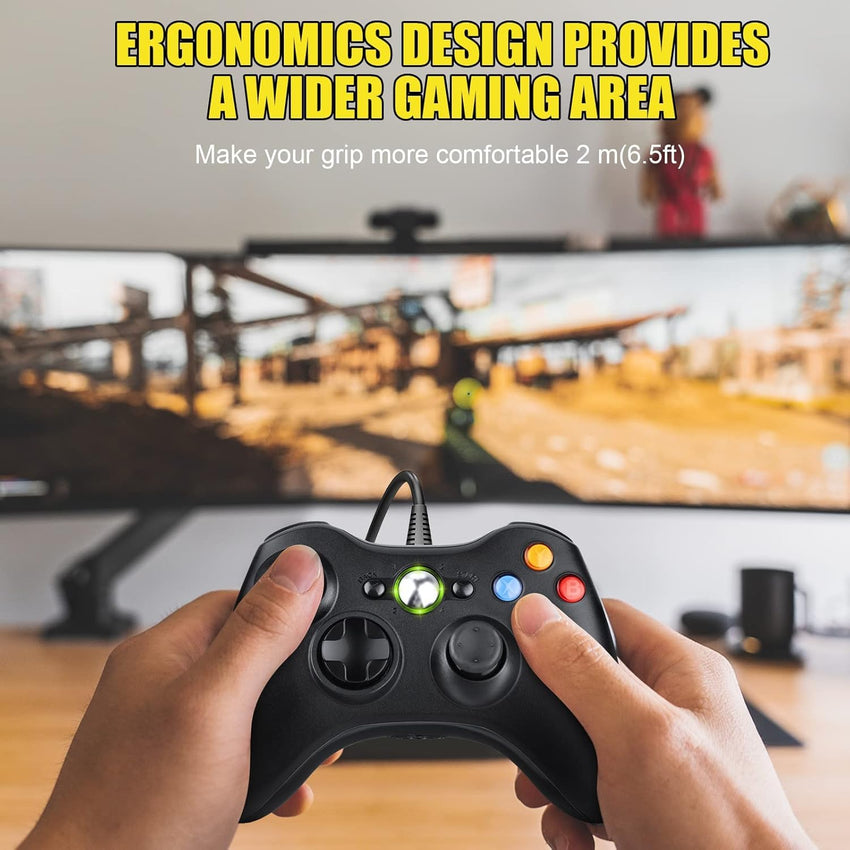 Controller for Xbox 360 PC, USB Game Controller, Upgraded Design Ergonomic Cable Controller for Xbox 360 Slim and PC with Windows XP/Vista/7/8/8.1/10