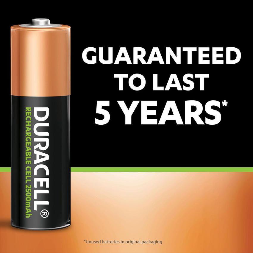 Duracell Rechargeable AA Batteries (Pack of 4), 2500 mAh NiMH, pre-charged, Our No.1 Longest Lasting Rechargeable Battery