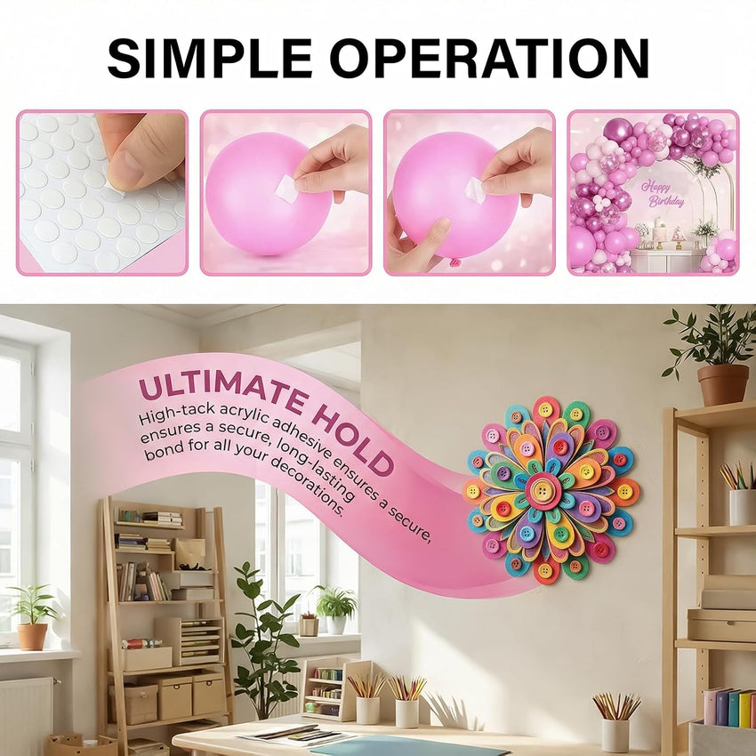 Removable Balloon Glue Dots Extra Strong Double-Sided Sticky Spots 600pc Removable Adhesive â Clear
