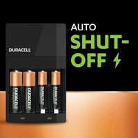 DURACELL Hi-Speed Battery Charger, 4 hours, Compatible with AA and AAA NiMh Batteries, 2x AA 1300mAh and 2x AAA 750 mAh, Rechargeable Batteries Included