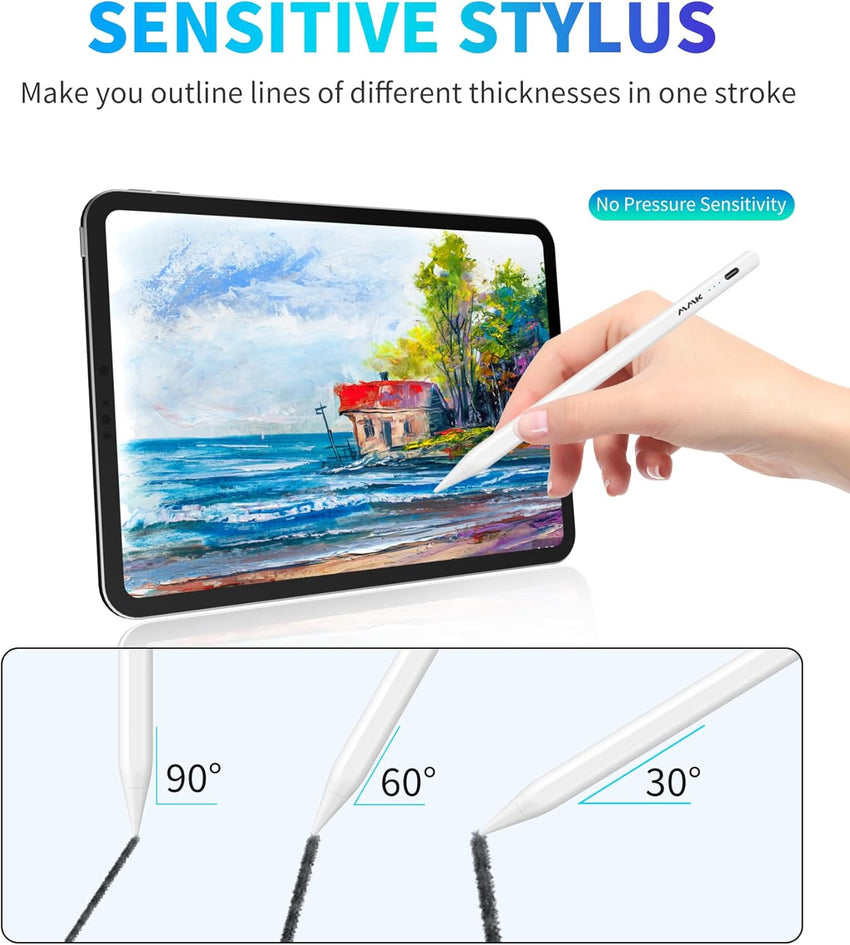 MMK Stylus Pen black for iPad(2018-2024), 2.0 Gen Pencil with Pixel-Perfect Precision & Tilt Sensitivity, Compatible with iPad 6-10th Gen,for iPad Pro 12.9''/11''/13'',for iPad Air 3/4/5/6,for iPad Mini 5/6