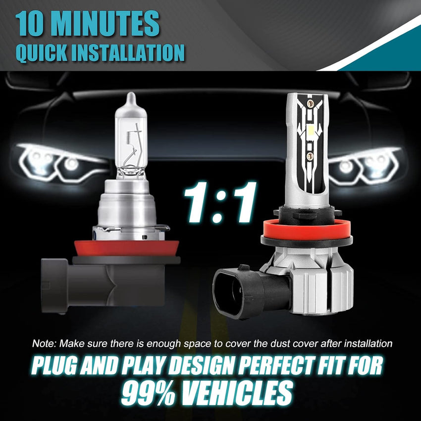 H8 H9 H11 LED Headlight Bulbs Canbus Error Free 12V 70W 12000Lumens