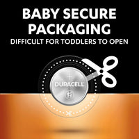 Duracell CR2032 Lithium Coin Batteries 3V (4 Pack) - Up to 70% Extra Life - Baby Secure Technology - Recommended for use in Apple AirTag - Use in Key Fobs, Home Devices, Fitness, Medical Accessories