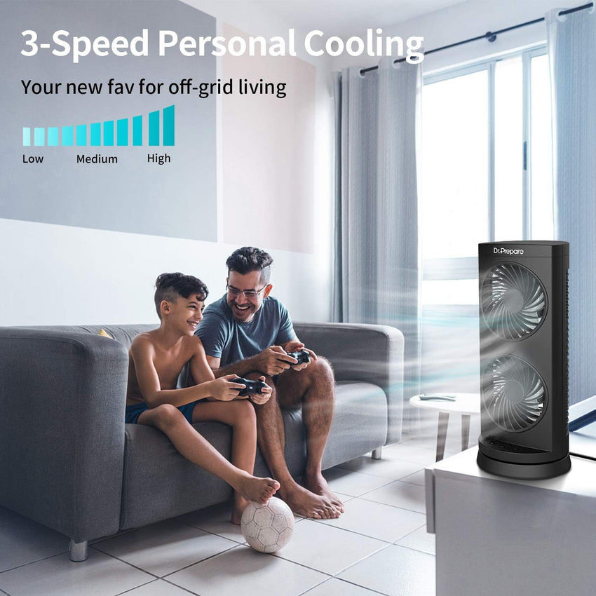 Dr. Prepare Tower Fan Oscillating Fan, Portable Desk Fan with 3-Speed Options, 110Â° Oscillation, 3 Timers, Personal Quiet Table Fan for Home Office Desktop Bedroom