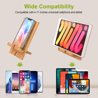 Pezin & Hulin Bamboo Cell Phone Tablet Stand-Natural Bamboo | Wooden Smart Phone Desktop Charging Dock Holder Compatible with Pad, All Android Cellphone, Tablet - 1 Pack